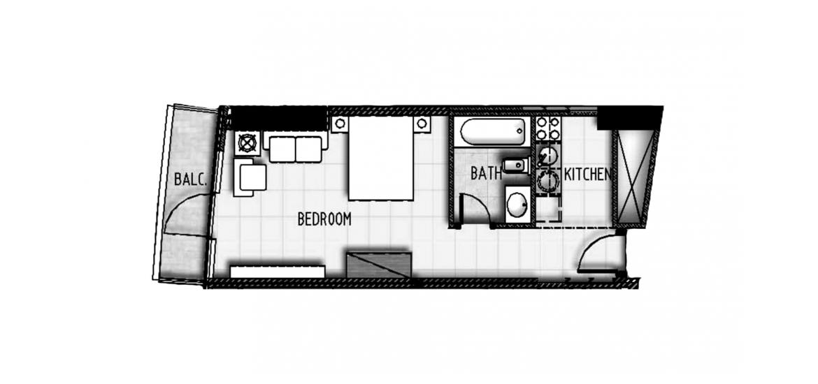 Plan d'étage de l'appartement «45SQM», 1 chambre à coucher à MARINA BAY